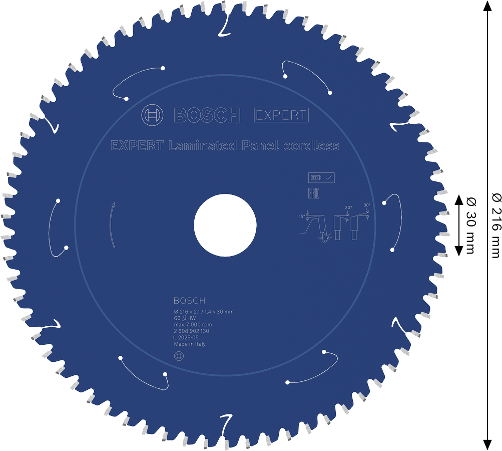 Bosch EXPERT lamineeritud paneelide akuga ringsae tera 216 mm.